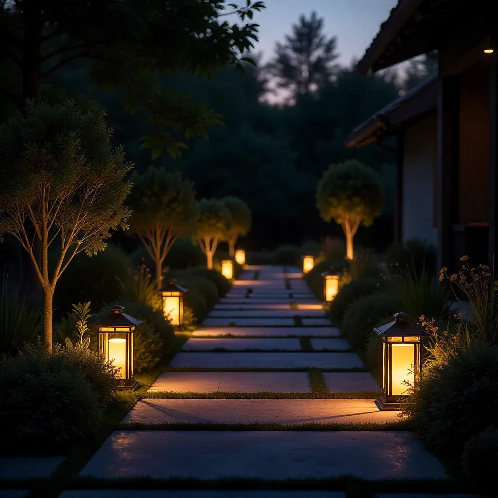 Water feature with ambient lighting