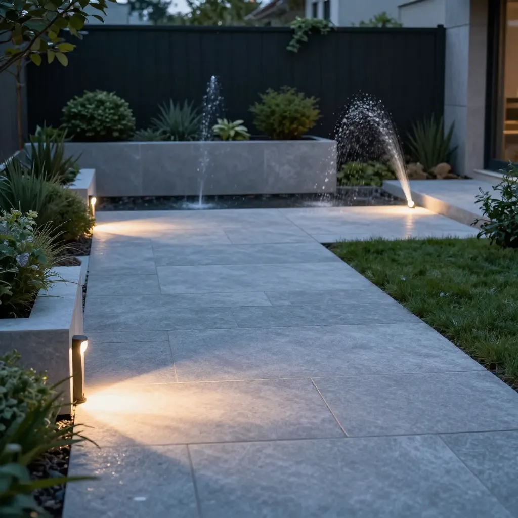Evening patio with ambient lights