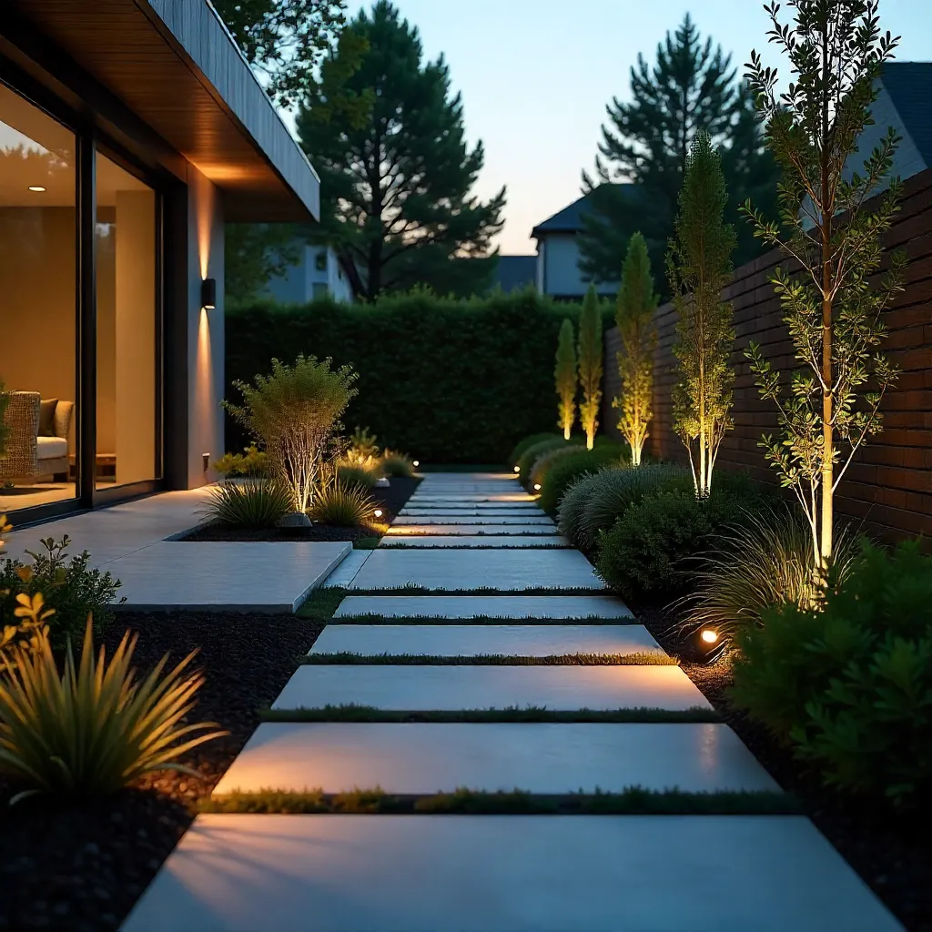 Garden path with solar lights