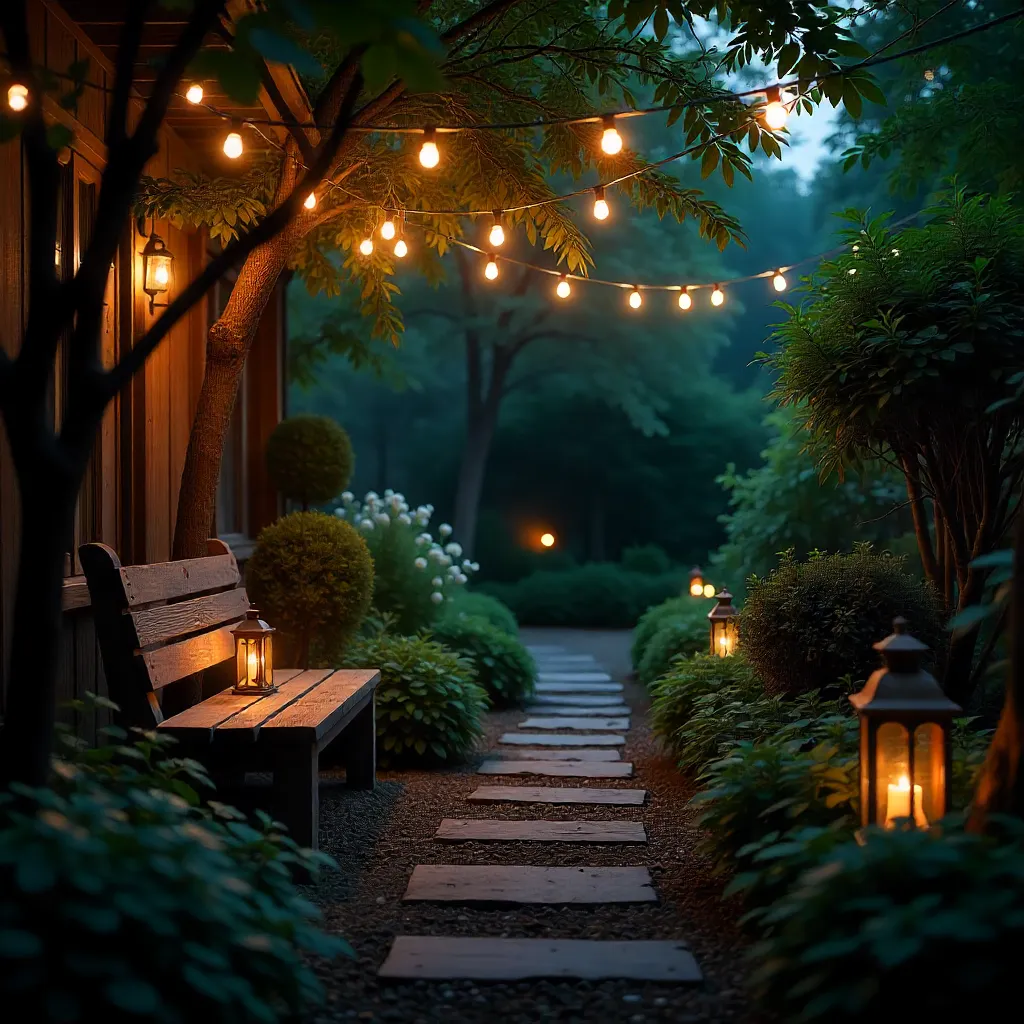 Beautiful illuminated garden